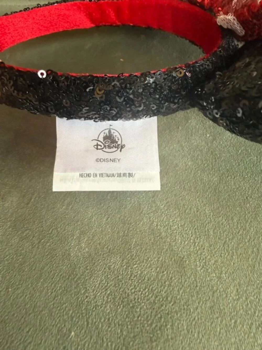 Disney Parks Classic Minnie Mouse Ears Headband Red Polka Dot Black Sequin